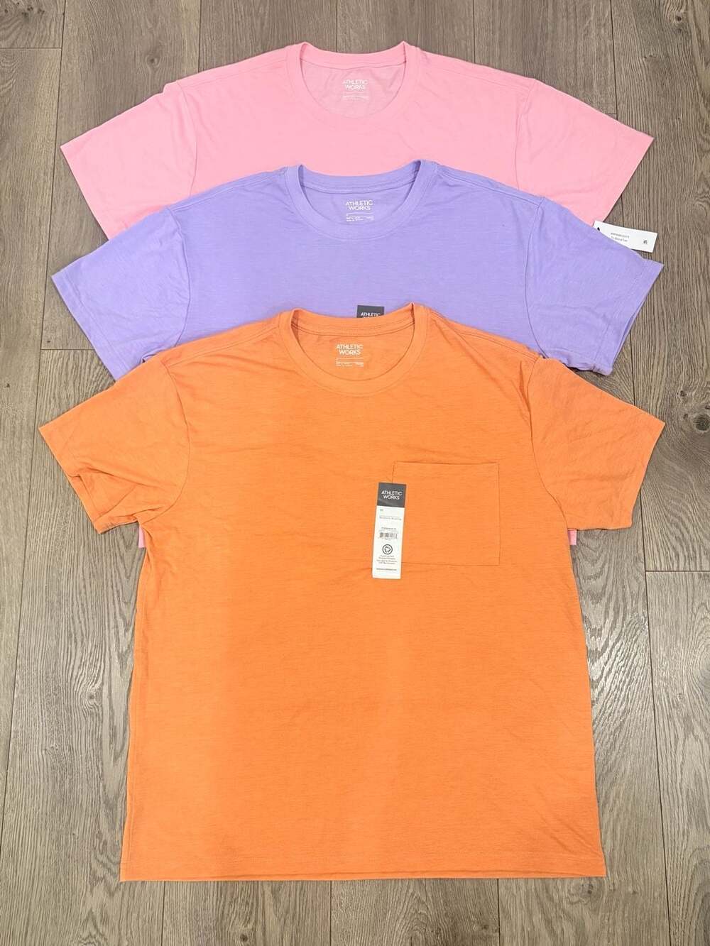 New Lot of 3 Athletic Works Tri-Blend T-shirt’s
Size M Orange, Pink and Purple